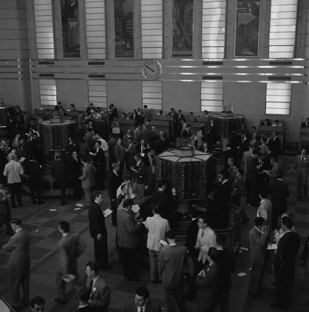 The trading floor of the Toronto Stock Exchange, 1956